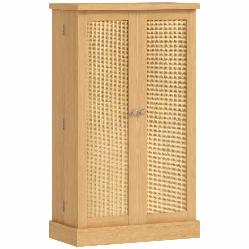 Armadio da cucina Minimal in rattan e MDF con 5 ripiani e 12 vani spezie, colore beige, Larghezza: 104 cm – 2