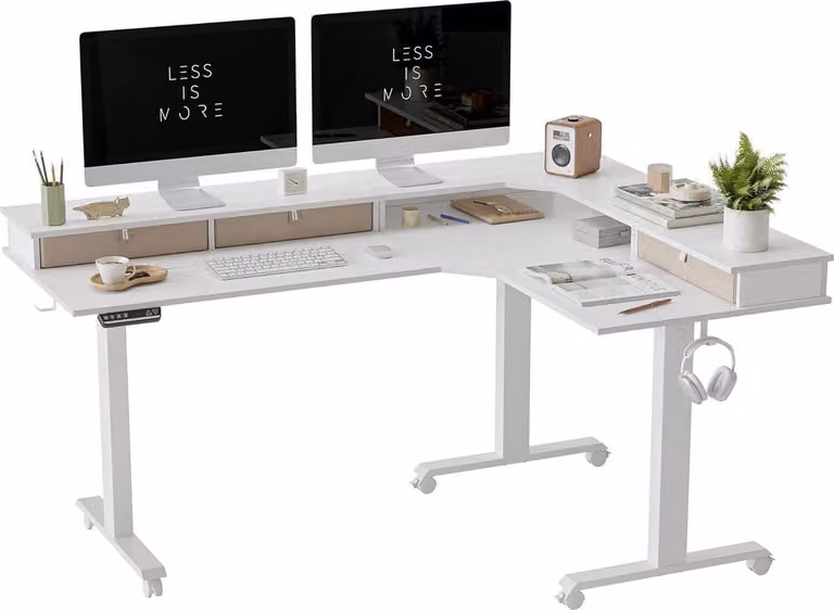 FEZIBO scrivania a tre motori regolabile elettricamente in altezza a L 190x160cm