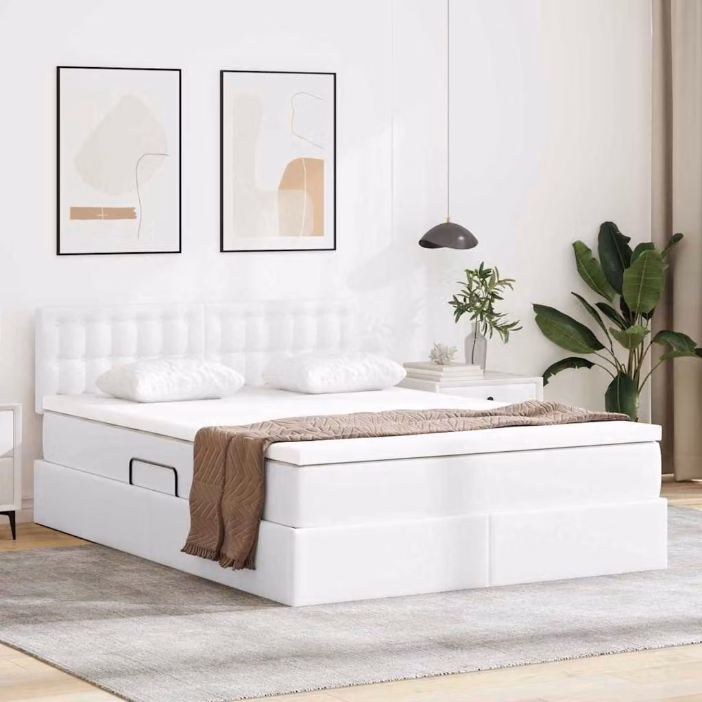 Letto con contenitore e illuminazione LED vidaXL Bianco, L/P: 140 x 200 cm – 1