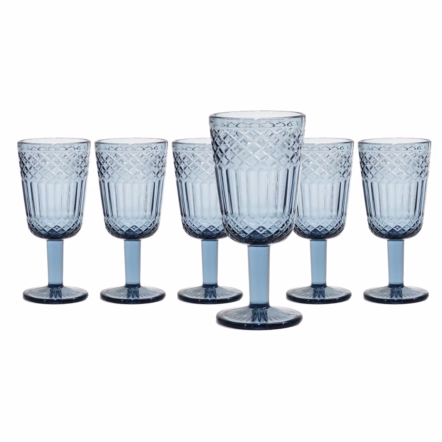 Set di 6 calici da vino Imperial Blue in vetro di Gusto Casa, capacità 300 ml, colore blu