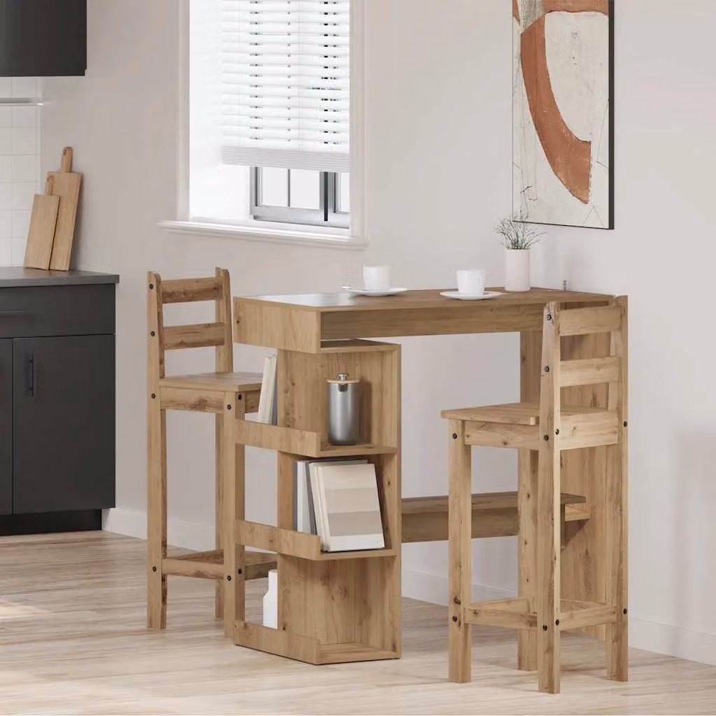 vidaXL Tavolo da Bar Moderno con Ripiani in Rovere e Truciolato, Colore Marrone, L 100 cm x P 48 cm x H 101,5 cm