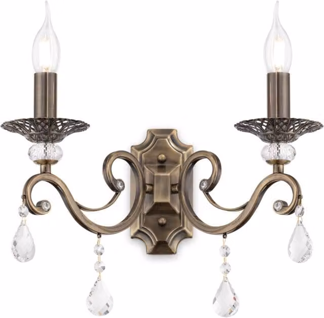 Applique Grace Maytoni in ottone e cristallo color oro con 2xE14