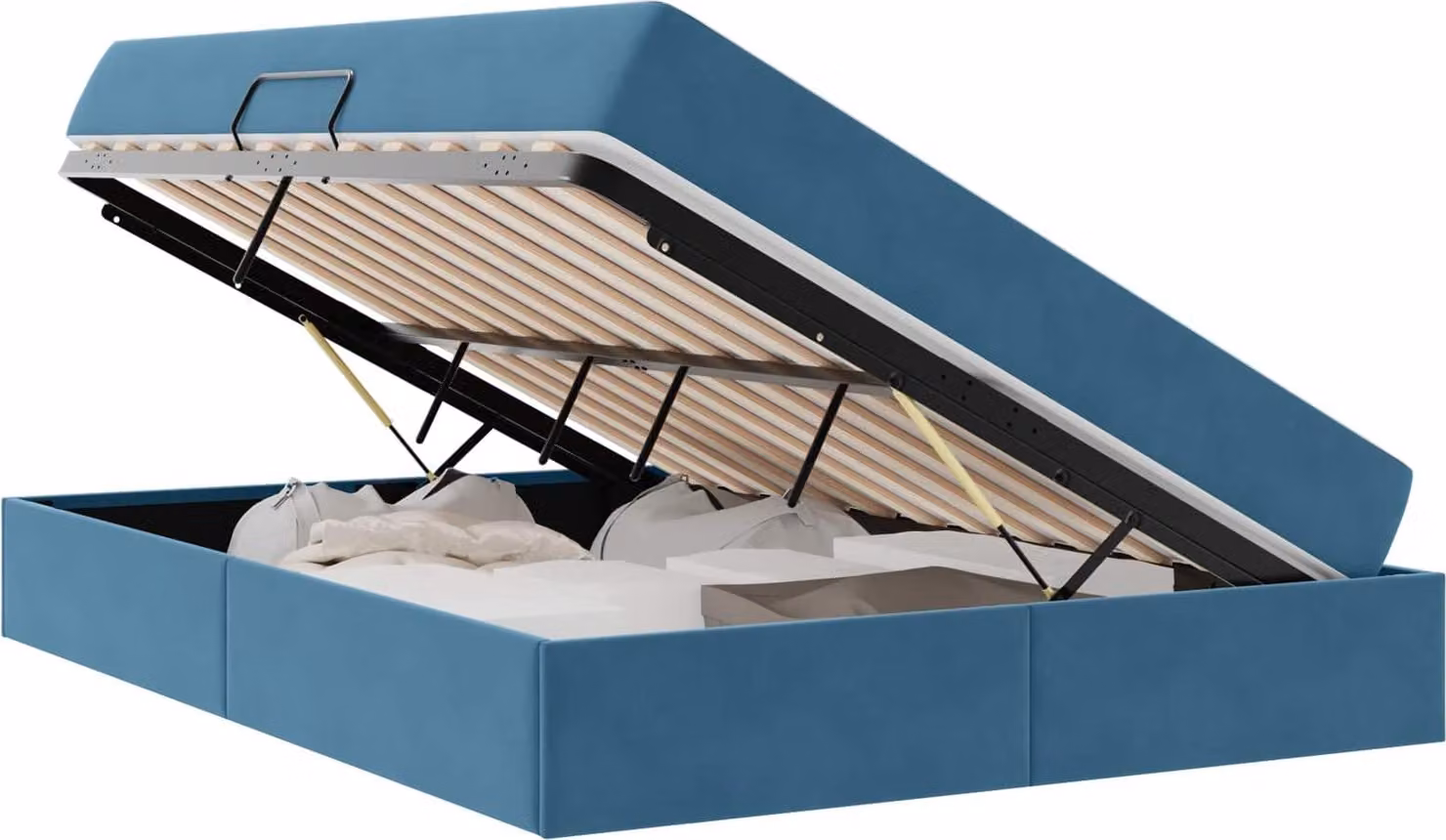 Letto con contenitore e materasso Blu Scuro 140 x 200 cm