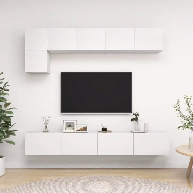 Set Mobili Porta TV 5 pz Bianco in Legno Multistrato 3078694