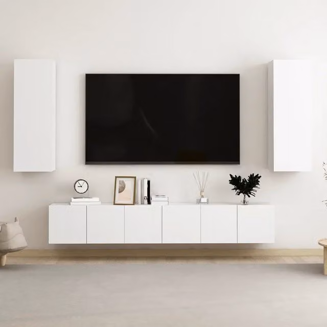 Set Mobili Porta TV 5 pz-Credenza per TV Bianco in Legno Multistrato 265198