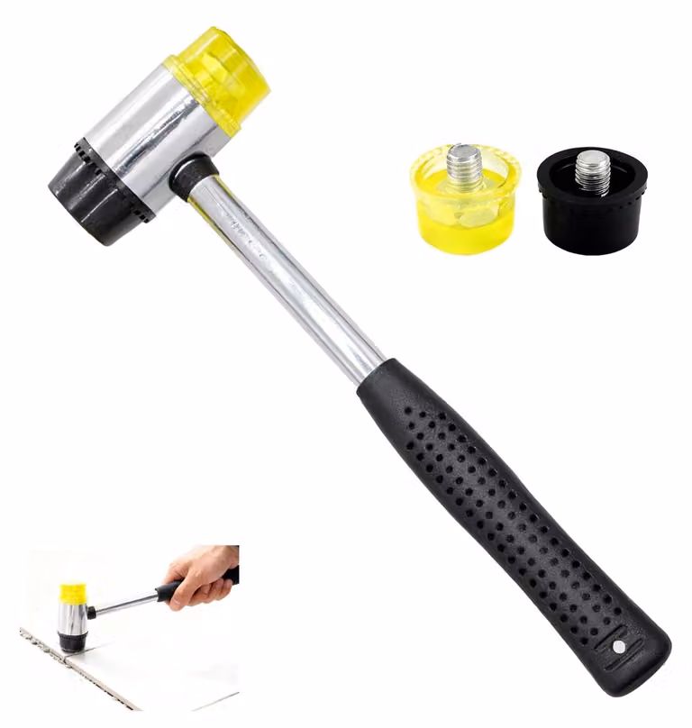 Martello in gomma da 25 mm, martello a doppia testa, impugnatura ergonomica antiscivolo