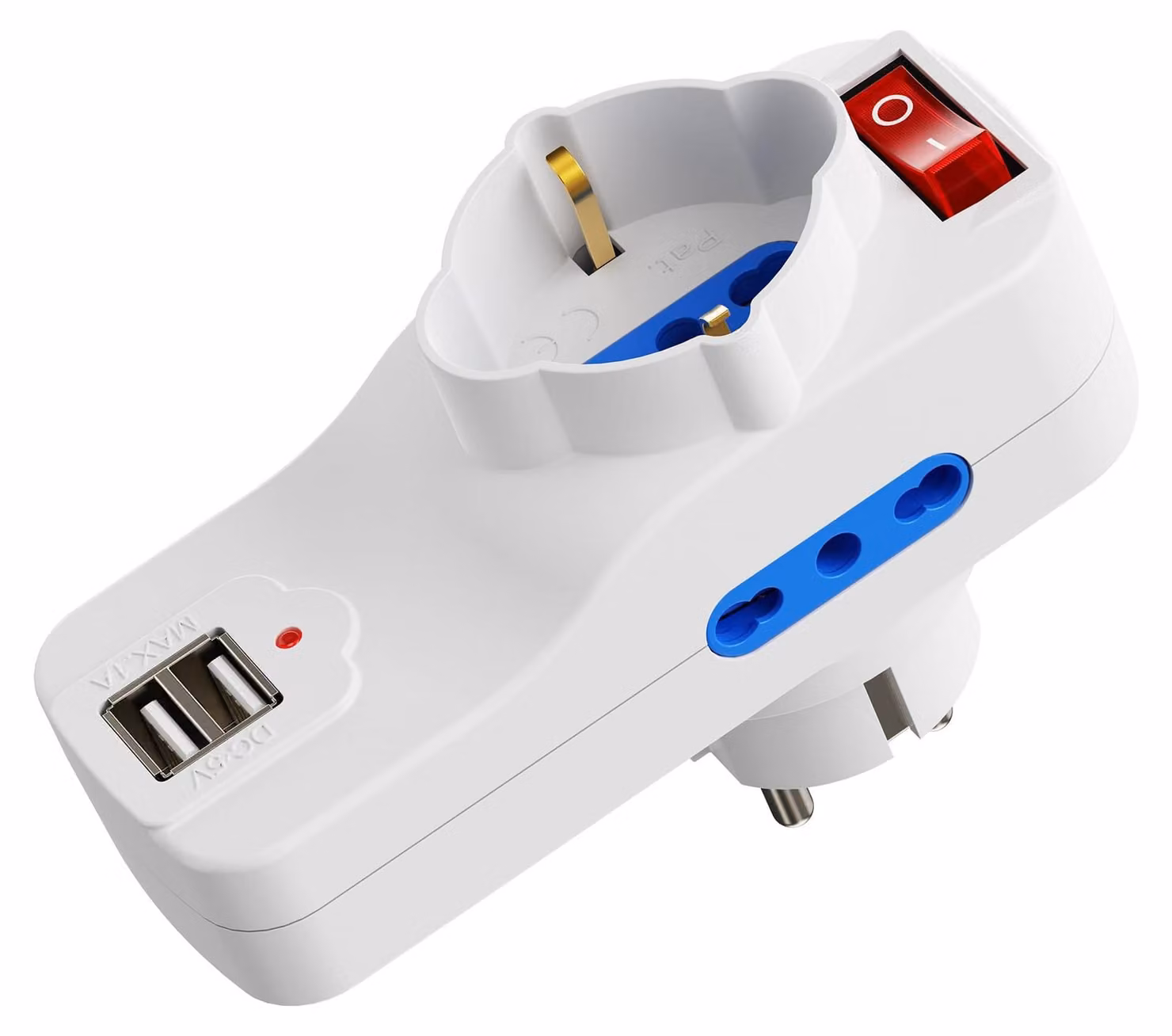 Adattatore triplo con presa USB, ciabatta multipresa con 2 prese USB, prese multiple