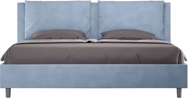 Letto matrimoniale king size senza rete imbottito 190x190 microfibra azzurro Antea