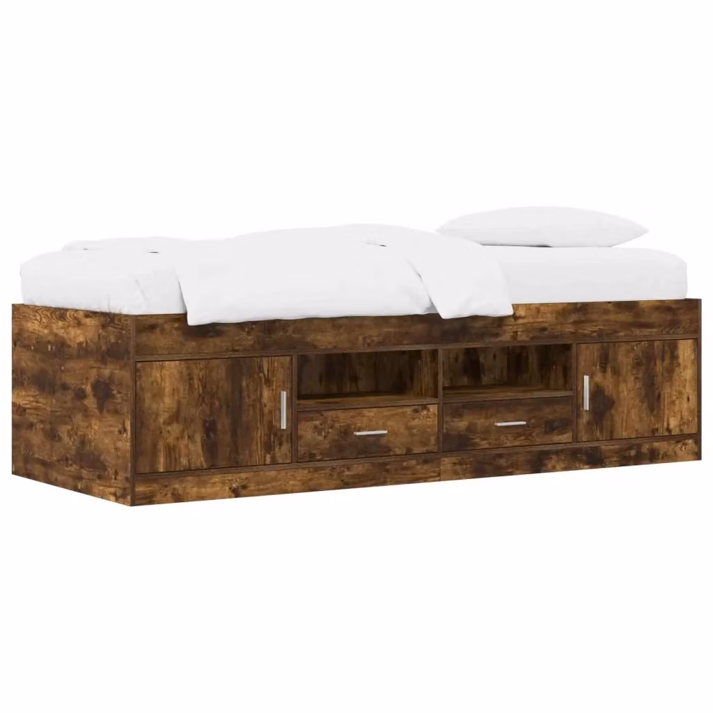 Letto con contenitore e cassetti vidaXL in Rovere Fumo L: 80 cm, P: 200 cm, H: 83 cm – 2
