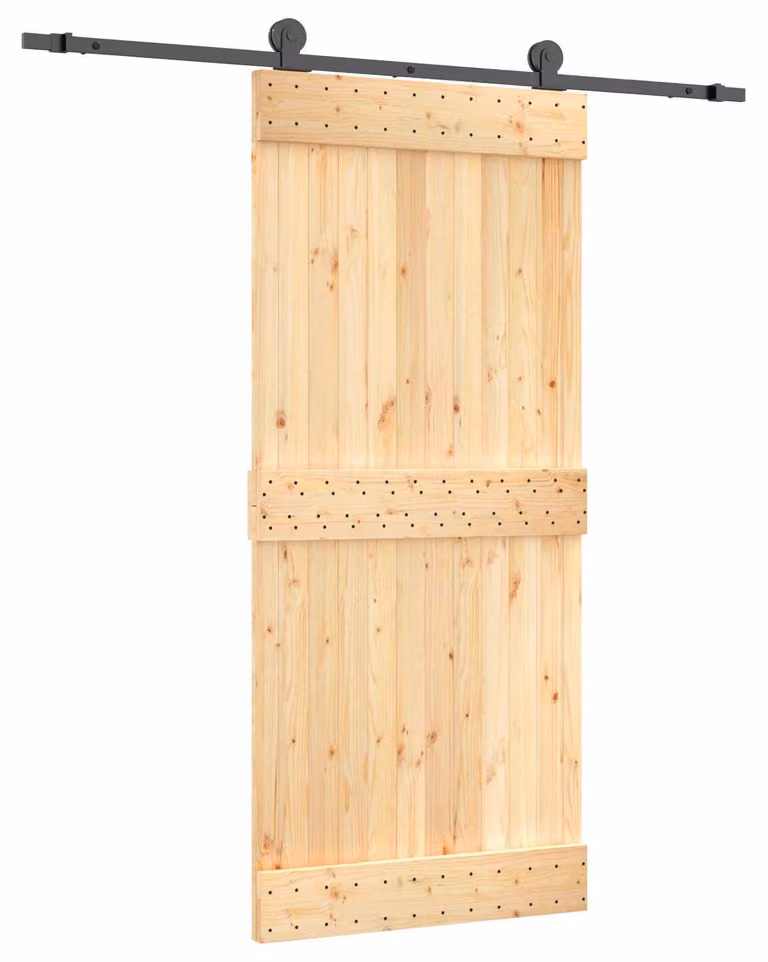 Porta scorrevole Naturale e Nero 90 x 210 cm