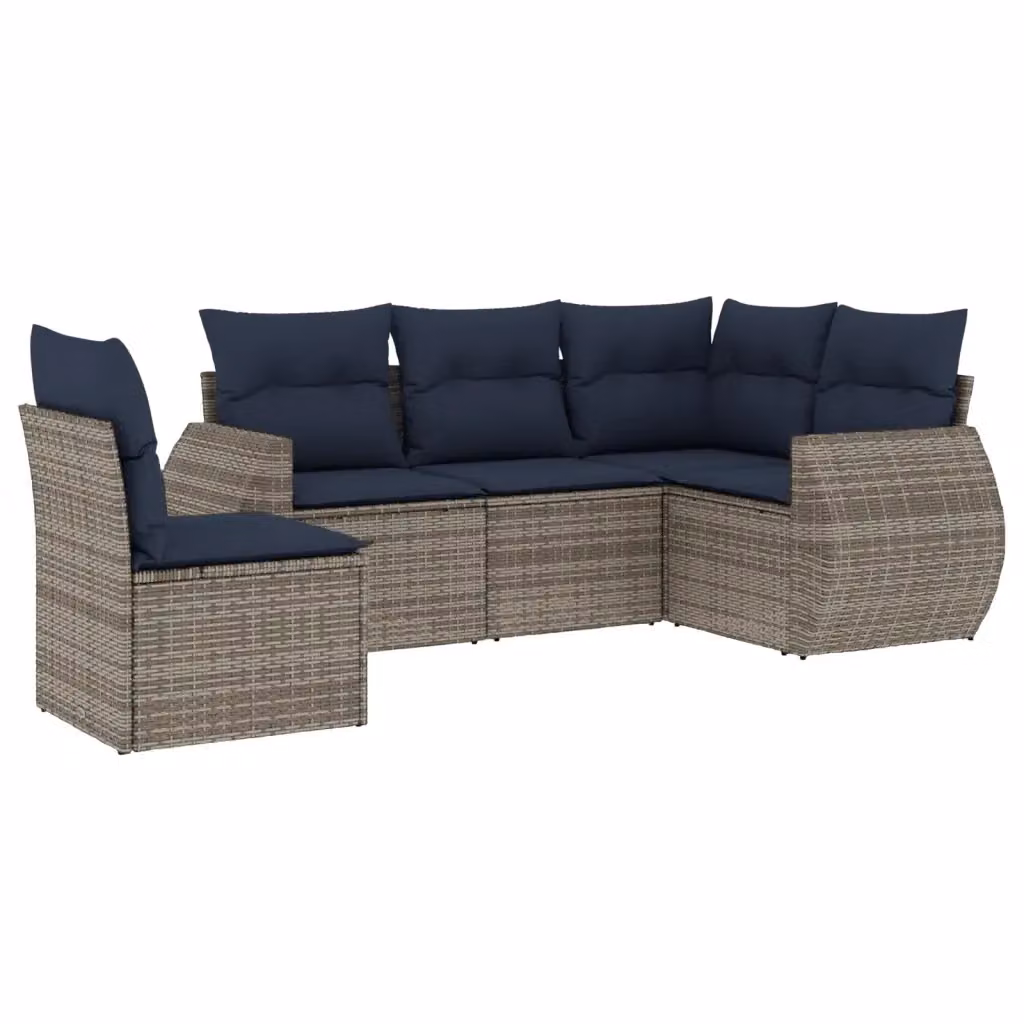 Set di Divani da Giardino a L vidaXL in Polyrattan Grigio con Cuscini e Struttura in Metallo – 2