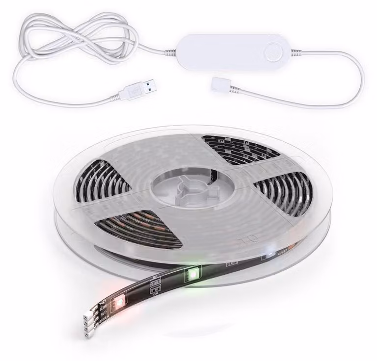 Striscia LED Smart RGB, 2m, funziona con App, Amazon Alexa, Google Home, Wi-Fi, alimentazione USB, cambia colore con lo smartphone, adesiva, accorciabile, controllo vocale, rivestimento in silicone