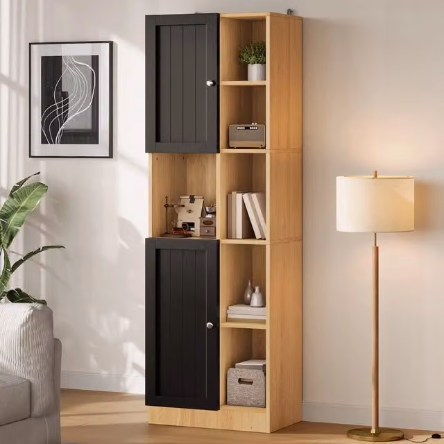 Mobile colonna da cucina angolare Mivray in MDF marrone con 2 ante e 6 ripiani, L: 50 cm, P: 35.5 cm, H: 170 cm