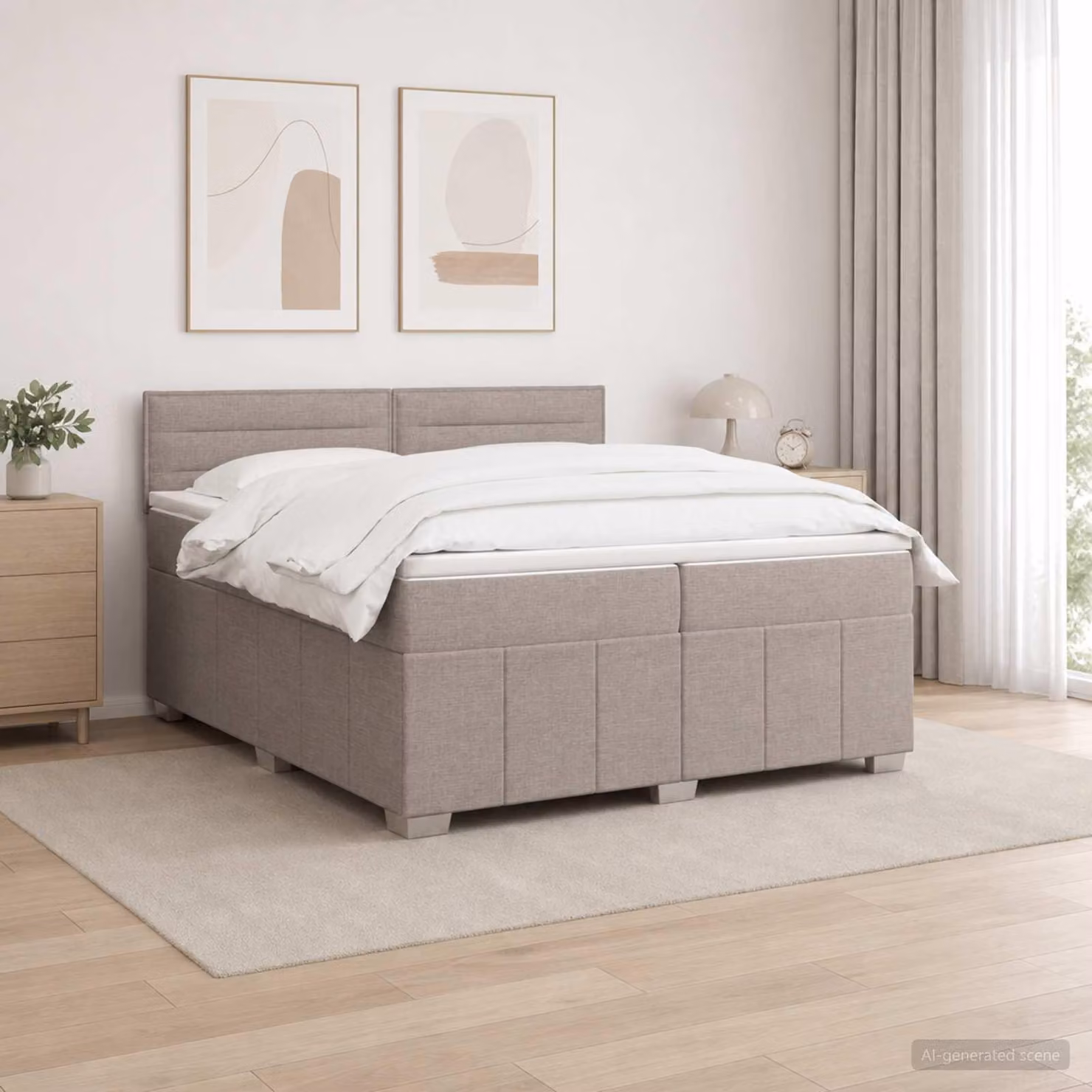 Maison Exclusive - Letto boxspring con materasso Taupe 200 x 200 cm Tessuto