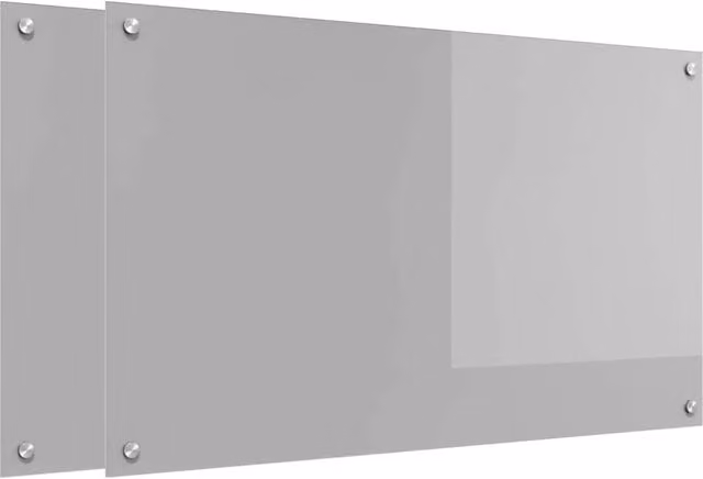 Set di 2 paraschizzi per cucina in vetro temperato grigio chiaro, resistenti al calore, L: 100 cm, H: 60 cm