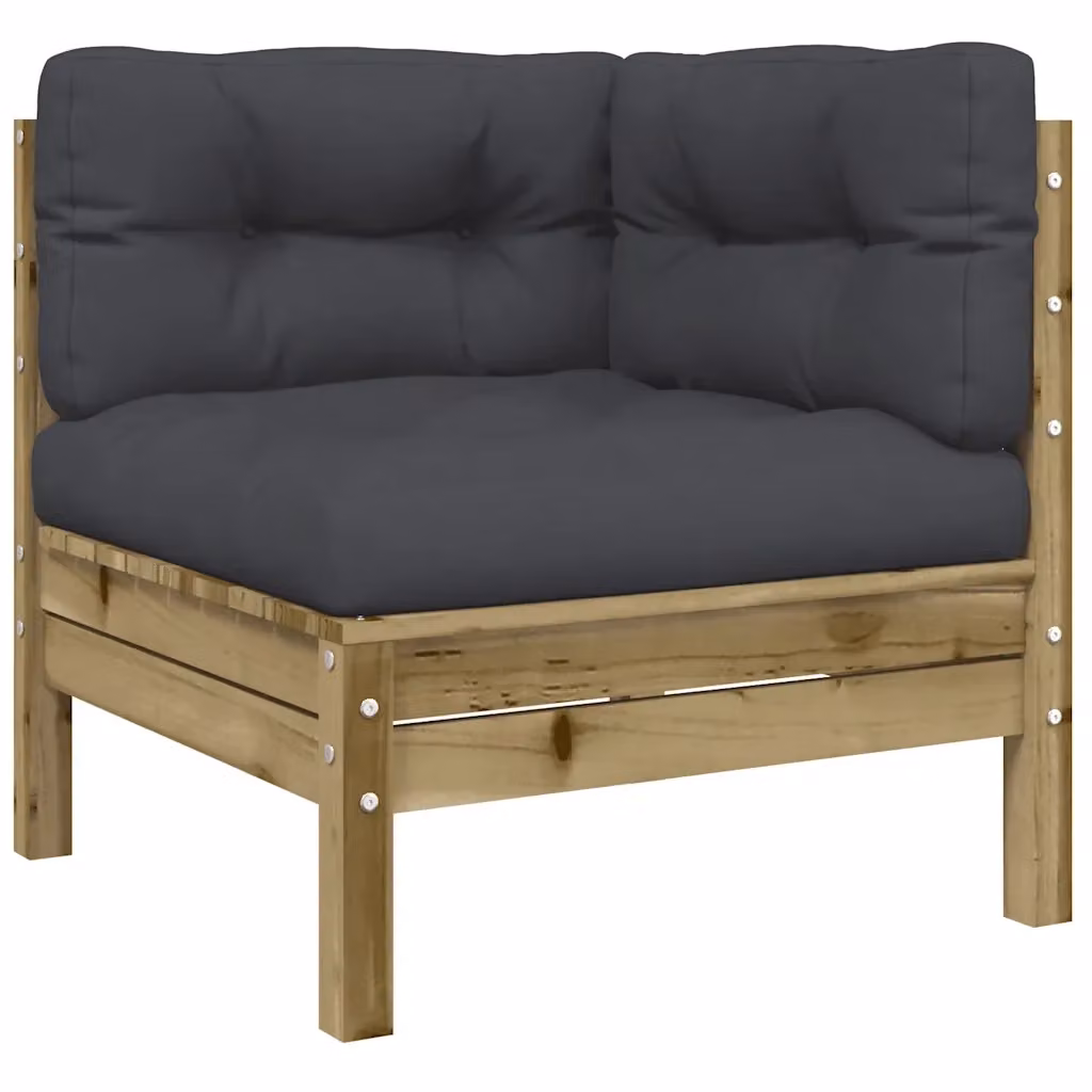 Divano Angolare da Giardino Design Mania in Legno di Pino Trattato con Cuscini Grigio Antracite – 2
