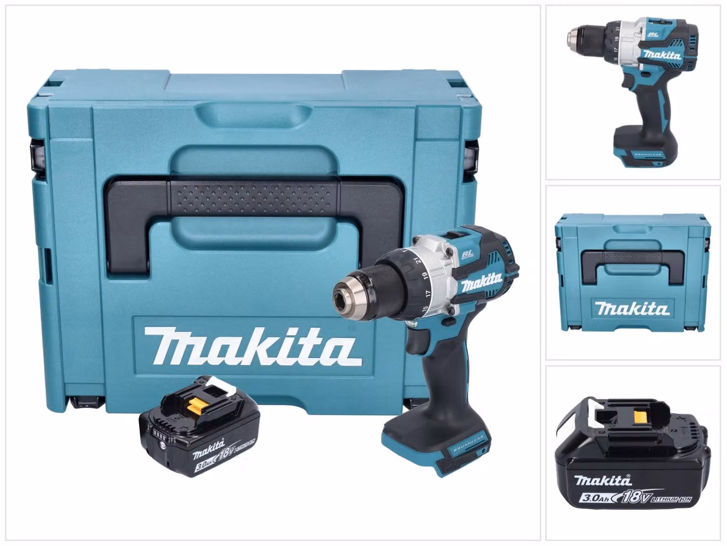 Trapano a percussione a batteria Makita DHP 489 F1J 18 V 73 Nm brushless + 1x batteria ricaricabile 3,0 Ah + Makpac - senza caricabatterie