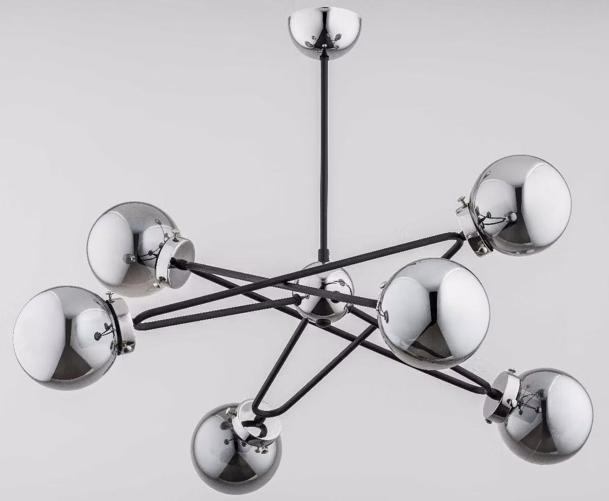 SAGITO 6xE14 10W 25616 Alfa lampada da soffitto moderna sfere di vetro cromate