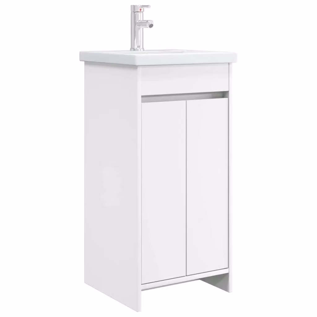 Mobile da bagno moderno vidaXL bianco con lavabo e ripiani interni L/P/H: 42 x 40 x 84,5 cm – 2