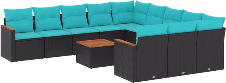 Maison Exclusive - Set da giardino 12 pezzi con cuscini, polyrattan nero