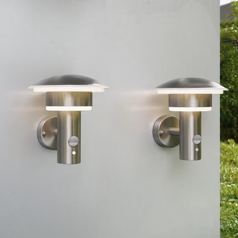 Lampada da parete esterna a LED, set da 2, con sensore di movimento, 4 modalità, grado di protezione IP44, temperatura di colore 3000K