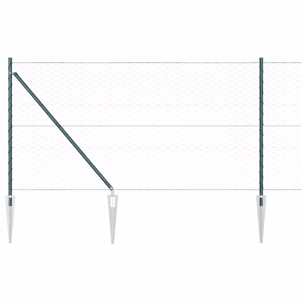 Recinzione esagonale vidaXL in acciaio rivestito in PVC verde con pali per installazione nel terreno, L: 100 cm, H: 1 m – 2