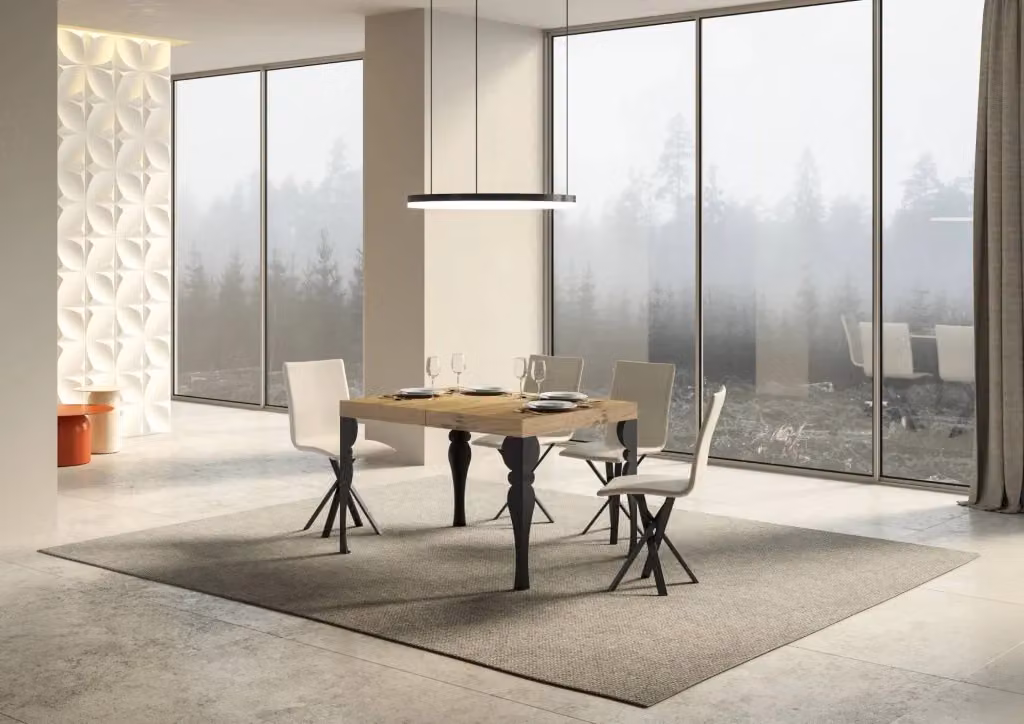 Tavolo Allungabile Moderno GIORDANOSHOP in Legno Rovere e Metallo Antracite L/P/H: 140-244 x 90 x 77 cm – 2