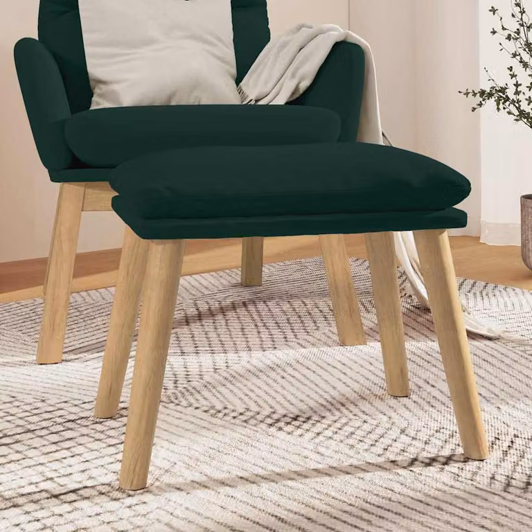 vidaXL Poggiapiedi in Velluto Verde con Struttura in Legno L: 45 cm, P: 29,5 cm, H: 35 cm