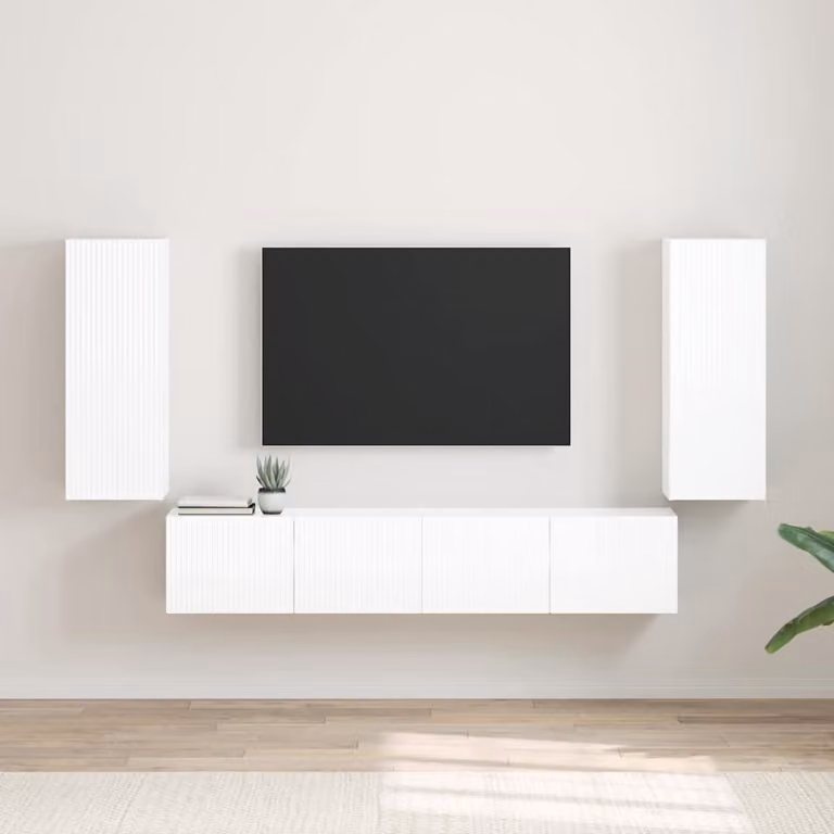 Set di 2 mobili TV da parete vidaXL in legno MDF bianco lucido, design moderno per il tuo soggiorno