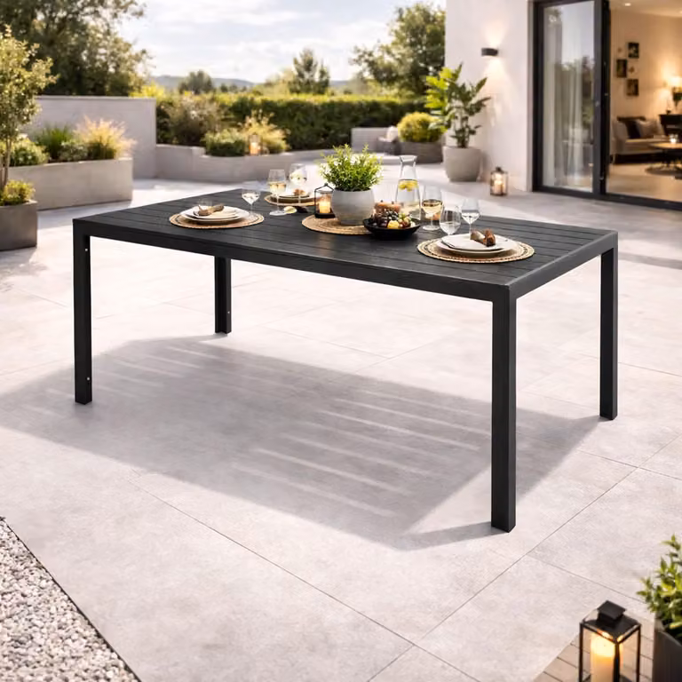Tavolo da giardino XL Non-Wood Tavolo da esterno in alluminio antracite / grigio 180x90 cm