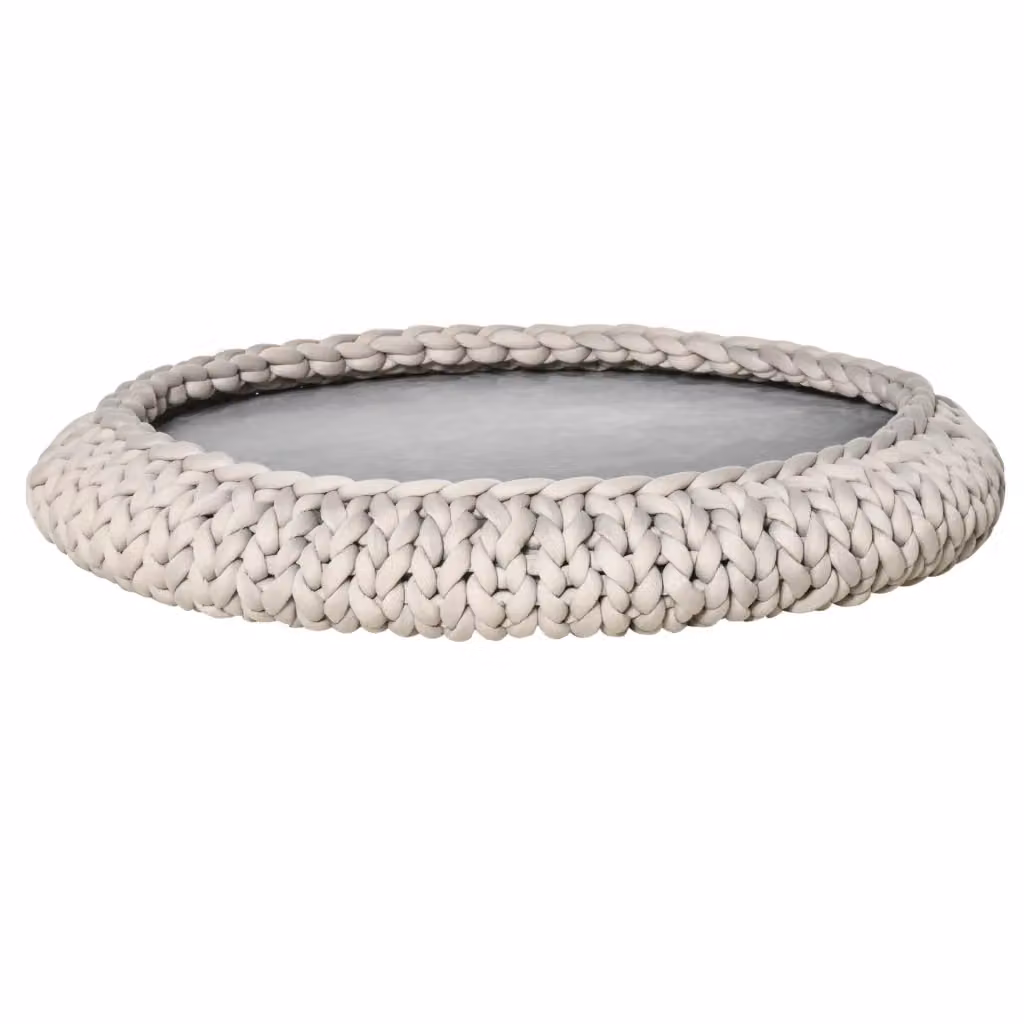 Cuccia rotonda imbottita Zephmum per cani e gatti in velluto grigio con cuscino e bordo rialzato, Diametro: 93 cm, Altezza: 15 cm – 2