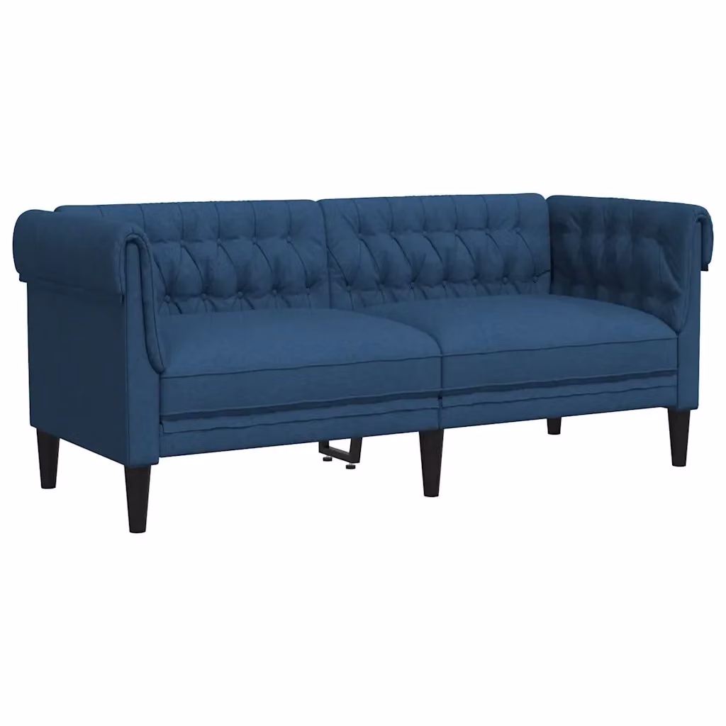 Divano Chesterfield a 2 Posti vidaXL in Tessuto Blu L: 182.5 cm, P: 74.5 cm, H: 74.5 cm – 2