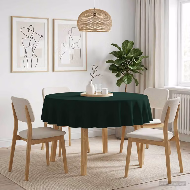 Set di 5 tovaglie rotonde vidaXL in poliestere verde scuro, idrorepellenti e antimacchia, Ø 180 cm