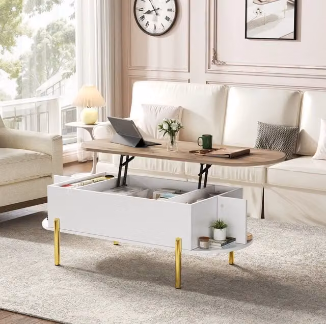 Tavolino da caffè elevabile 120x50 cm con vano contenitore