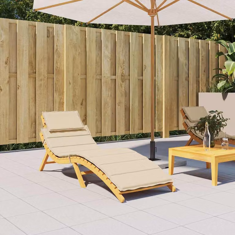 vidaXL Cuscino per Lettino Beige in Poliestere con Schiuma, Impermeabile e Traspirante, L/P/H: 186 x 58 x 4 cm