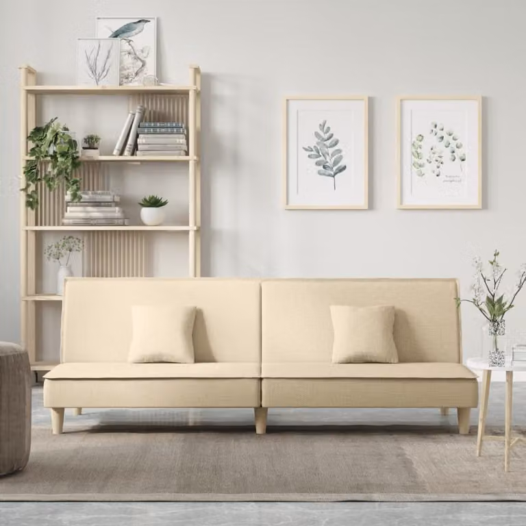 Maison Exclusive - Divano letto, colore crema, rivestito in tessuto