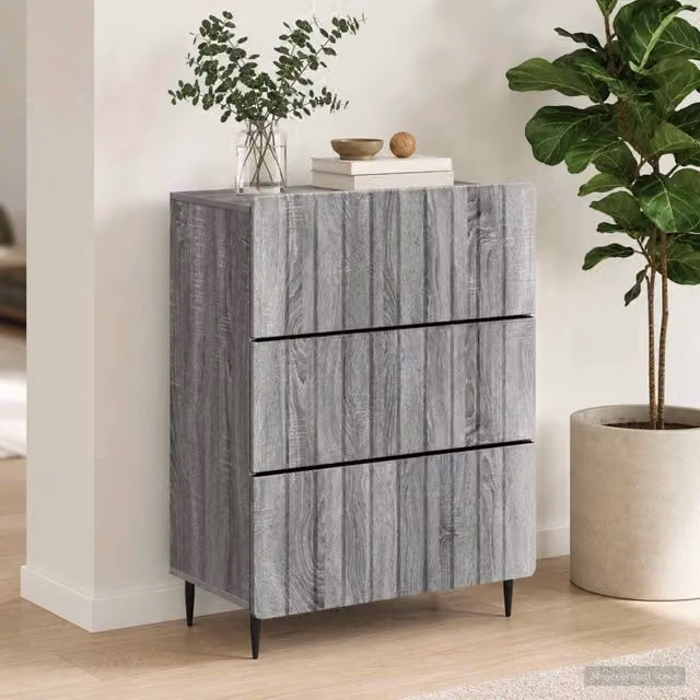 Mobile con Cassetti Moderno vidaXL in MDF e Metallo Grigio L 66 cm x P 34,5 cm x H 92 cm – 1