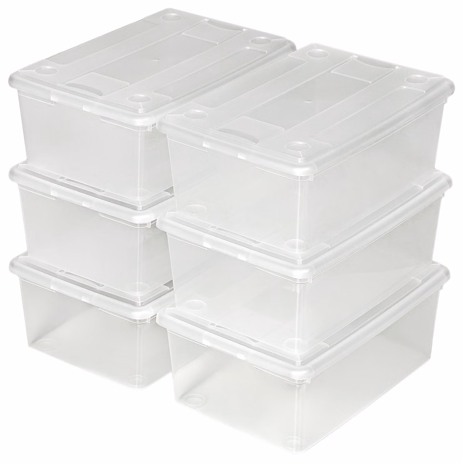 Set di 12 contenitori per scarpe impilabili con coperchio TecTake GmbH, trasparente, L: 33 cm, P: 23 cm, H: 12 cm