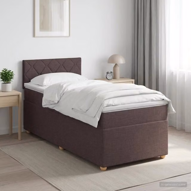 Letto box spring con materasso ibrido vidaXL Marrone e Bianco L/P: 90 x 200 cm – 1