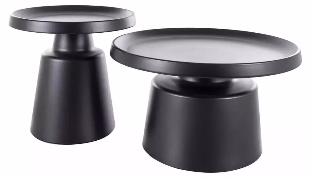 FURNLUX Tavolino da divano Rodos, nero, 70 cm (2 pezzi) / Colore principale: / Dimensioni: