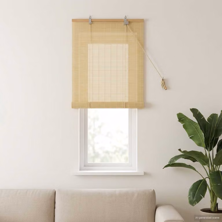 Tenda a rullo in bambù vidaXL, colore naturale beige/marrone, L: 50 cm, H: 160 cm, resistente ai raggi UV e semitrasparente