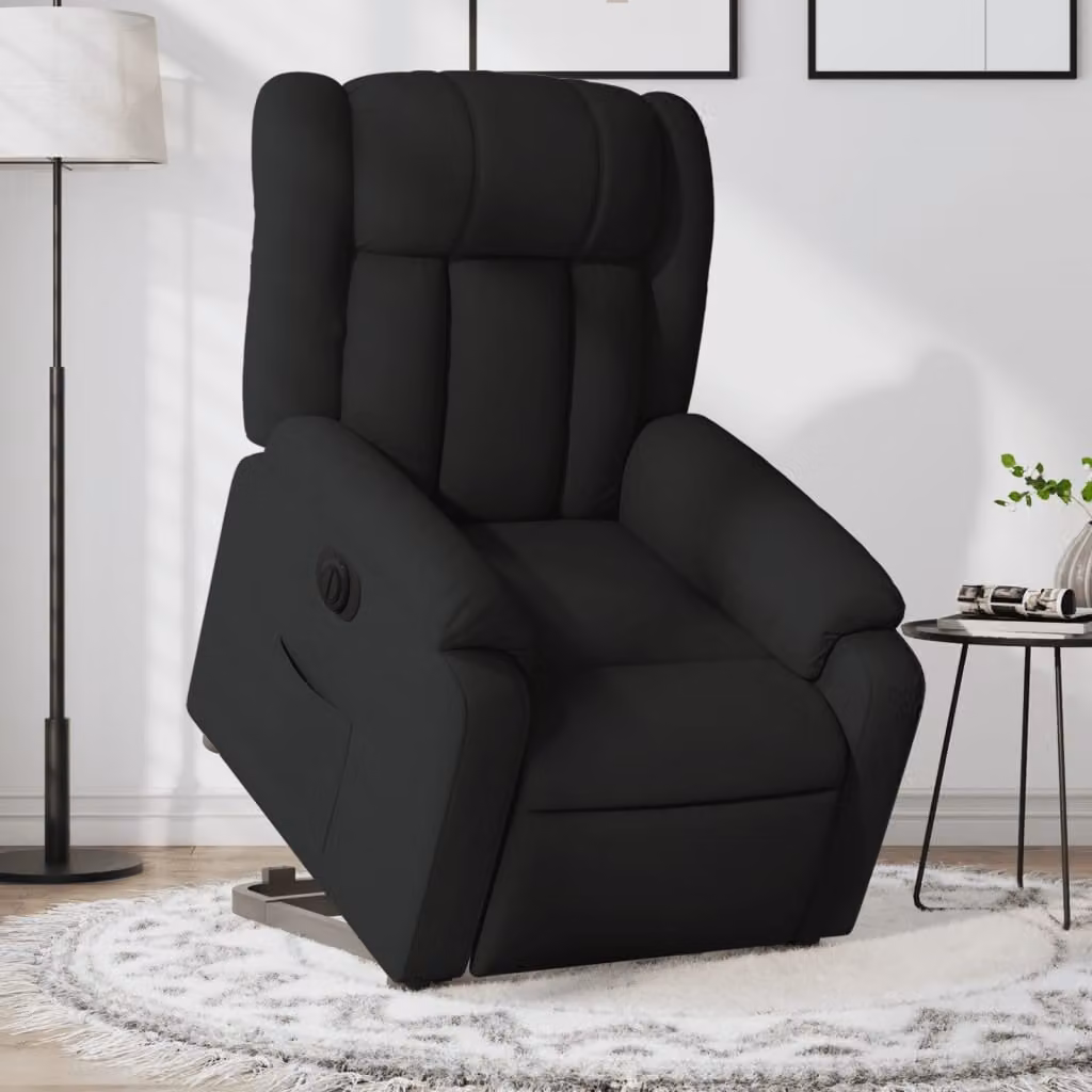 vidaXL Poltrona Alzapersona Reclinabile Elettrica Nera in Tessuto con Braccioli – 1
