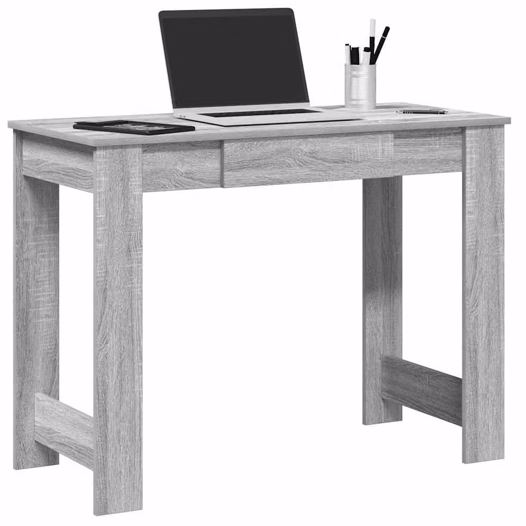 Scrivania moderna vidaXL in legno e MDF, colore grigio, L 100 x P 45 x H 75 cm