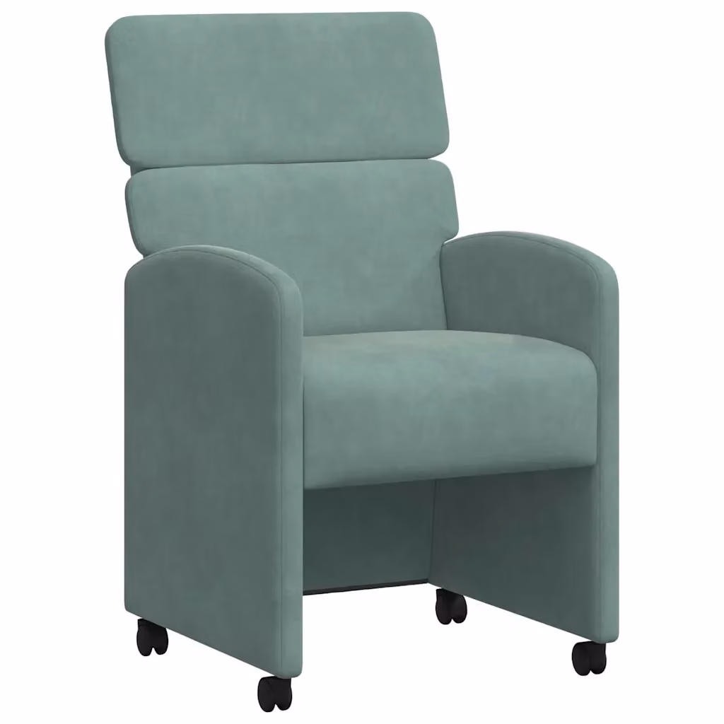 Set di 2 sedie da pranzo vidaXL in velluto verde con ruote e braccioli, L 58 x P 65 x H 98 cm – 2