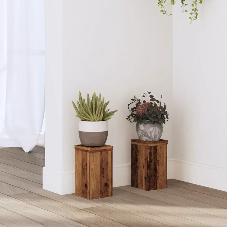 Set di 2 supporti per piante vidaXL in legno marrone, L/P/H: 10 x 10 x 18 cm