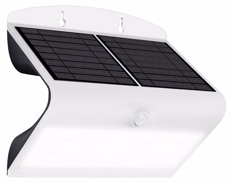 Lampada solare con sensore PIR, 6,8 W, alluminio, colore bianco