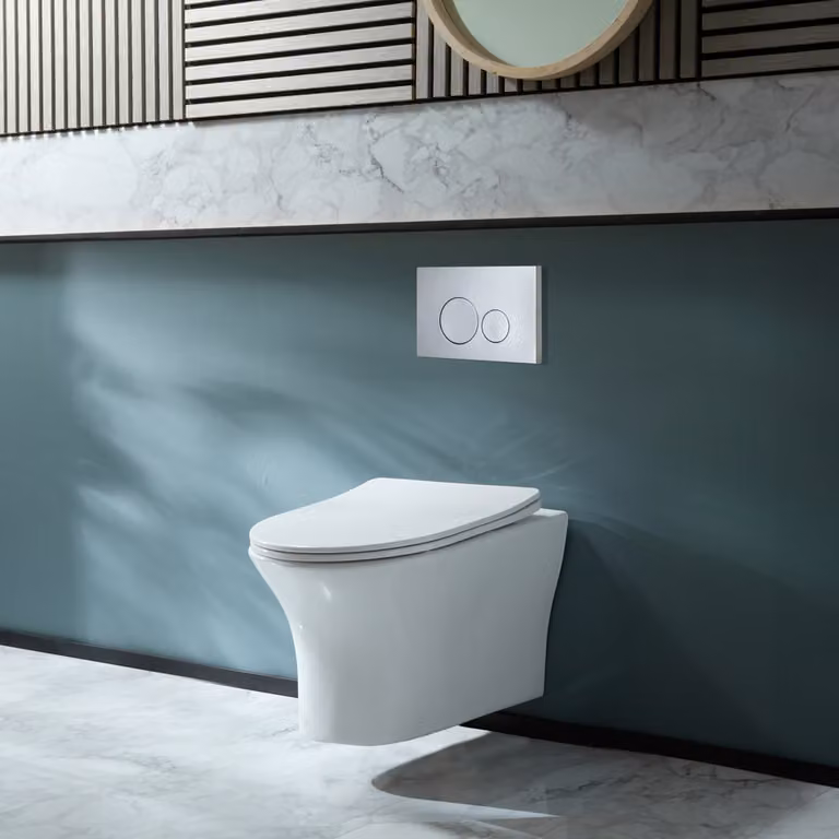 Sanitario WC Moderno Sospeso con Sedile a Chiusura Ammortizzata - Bianco