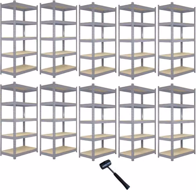 Scaffalatura da Garage e Officina Monster Racking in Acciaio Grigio H: 160 cm, L: 160 cm, P: 60 cm