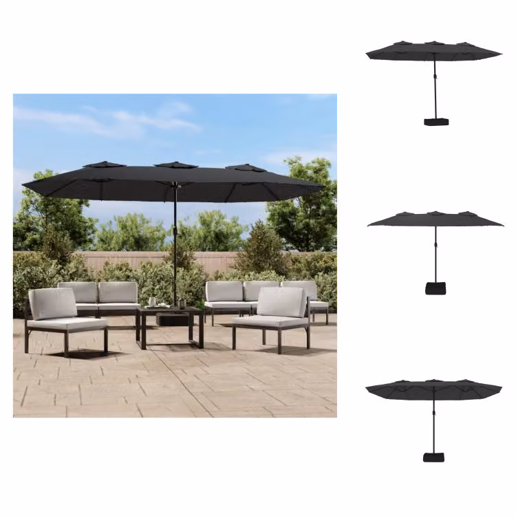 vidaXL Ombrellone doppio antracite 449x245 cm - Ombrelloni e tende da sole
