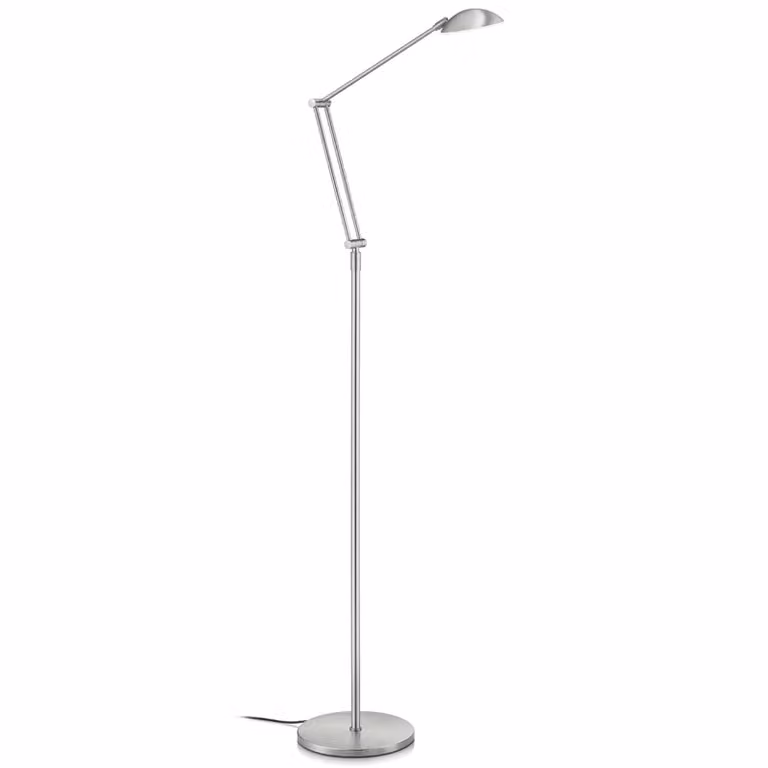 Knapstein Lampada da terra a LED Artemis, dimmerabile, Alluminio / Grigio / Zincato, Soggiorno / Sala da pranzo, Metallo, Moderno, Lampada LED da terra